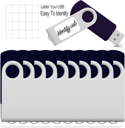 4GB USB Flash Drive 10 Pack JBOS 4 GB USB Drives Memory Stick Swivel Thumb Drives Gig Stick USB2.0 Pen Drive, 4 Gig UBS Flash Drive, Jump Drive, USB Stic - Black/Label Sheet Included
