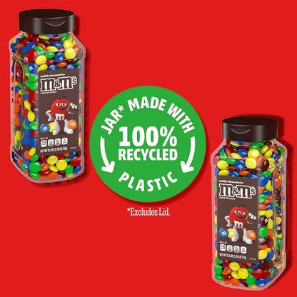 M&M's Milk Chocolate Bulk Candy in Resealable and Recyclable Jars, Party Size Assorted Chocolate Candies, Movie Night Snacks, Candy Buffet, 25.5 Oz Each (Pack of 2)