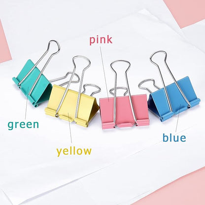ZZTX Extra Large Binder Clips Paper Clamps Clips Assorted Color, 2.0 Inches, 12 Pieces