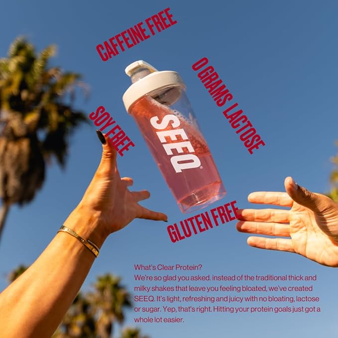 SEEQ Clear Whey Isolate Protein Powder, Strawberry Lemonade - 22 Servings, 22g Protein Per Serving - 0g Lactose, Sugar-Free, Keto-Friendly, Soy Free - Juice-Like Protein, Post-Workout