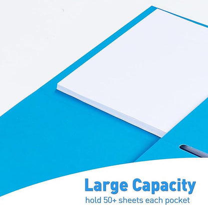 Two Pocket Folders, RAZCC 100 Pack File Folders with Pockets Fit Letter Size Paper, Thick Paper File Folder for School Office Business Home, Assorted 5 Colors