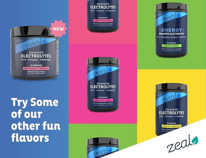 Zeal Electrolyte Powder - 90 Servings | Keto Electrolytes Powder | Zero Sugar, BCAAs, B-Vitamins | Potassium, Zinc, Magnesium | Hydration Powder Recovery Drink | Strawberry Vanilla