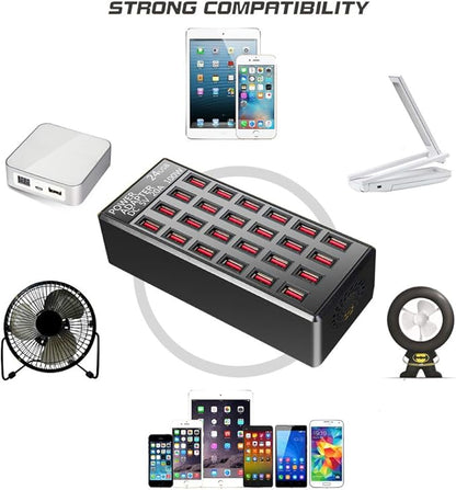 100w 24(20A) Port, USB Fast Charging Station,Travel Desktop USB Rapid Charger,Multi Ports Charging Station Organizer Compatible with Smartphones,Tables,and More Devices