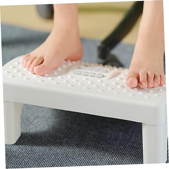 Portable White Footstool for Office and Home Stable Non-Slip Foot Rest Stool with Ergonomic Support Angle for Stress Relief Legs Feet Knees and Ankles Suitable for Desk and Piano
