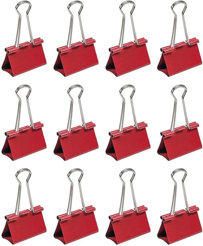 JAM PAPER Colorful Binder Clips - Large - 1 1/2 Inch (41 mm) - Red Binderclips - 12/Pack
