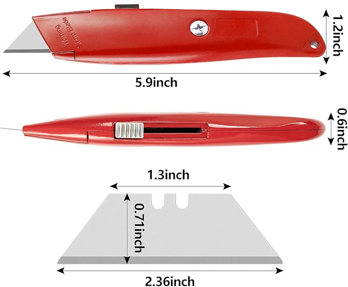 DIYSELF 30 Pack Box Cutter Heavy Duty Aluminium Shell Utility Knife | SK5 Steel Sharp Blade | Retractable Knife for Cutting Cartons Ropes and Cardboard | Home and Office Use (Red)
