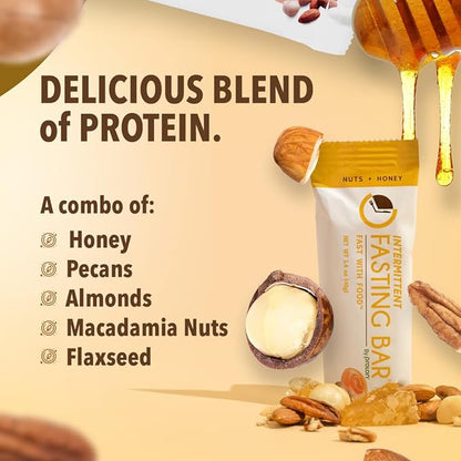 Prolon Fasting Bars | 6g Protein, 8g Fiber | Keto-Friendly, Gluten-Free, Dairy-Free, Plant-Based | Nutrition for Intermittent Fasting | Formulated to Not Break Your Fast | Nuts & Honey (12 Count)