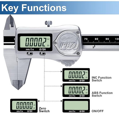 Kynup Digital Caliper, Calipers Measuring Tool with IP67 Waterproof, Extreme Accuracy, Stainless Steel Design, Auto Power Off, Switch from Inch Metric (6Inch/150MM)