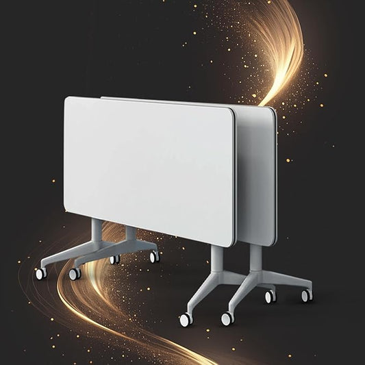 Conference Table, Folding Conference Room Tables, Modern Flip Top Seminar Training Meeting Table with Wheels, Modular Foldable Conference Tables for Home Office Classr (White 2 Pack, 47.2inch)
