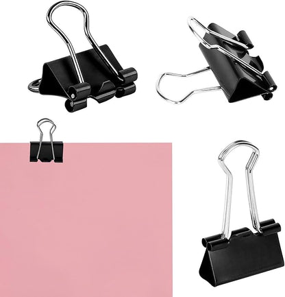 SANNIX 75 PCS Mini Binder Clips, 3/4 inch 19mm Binder Clips Black Paper Clamps Small Size for Office Home School