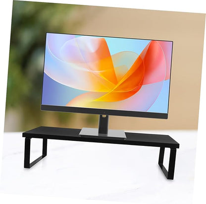 Mikinona Practical Monitor Riser Stand Black Sturdy Computer Stand for Desk Laptop Table Printer Office Use
