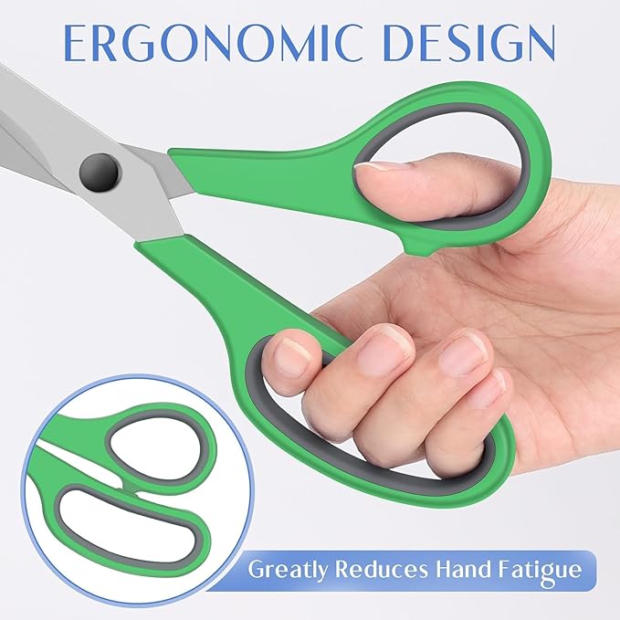 6 Pack All Purpose Scissors, 8.3" Stainless Steel Scissor With Ergonomic Soft-Grip Handles, Sharp Blades Scissors for Office, School, Kitchen, Crafts, Sewing, Left and Right Hand Use (6 Colors)