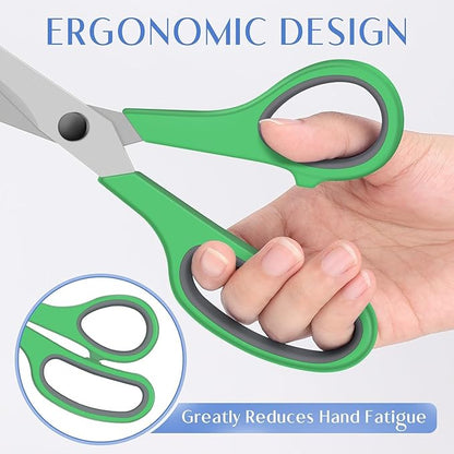 6 Pack All Purpose Scissors, 8.3" Stainless Steel Scissor With Ergonomic Soft-Grip Handles, Sharp Blades Scissors for Office, School, Kitchen, Crafts, Sewing, Left and Right Hand Use (6 Colors)