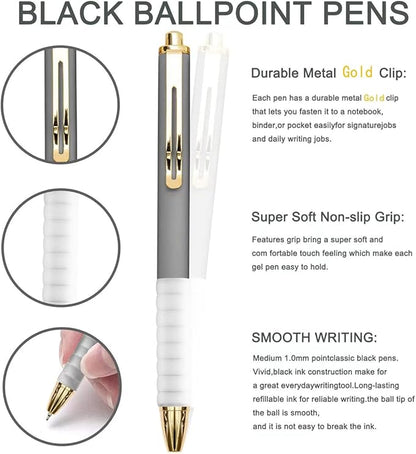 Pens, Pens Fine Point Smooth Writing Pens, Personalized Ballpoint Pens Bulk, Flair Colorful Pens, Black Ink 1.0 mm Journaling Pen, Office Supplies for Women & Men, Note Taking(12-pack)