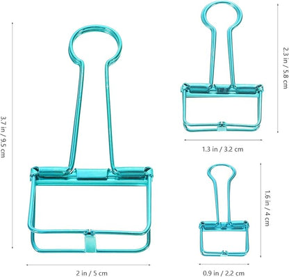 20Pcs Colorful Mini Binder Clips Assorted Large Medium Small Hollow Document Clips for Office Teacher School and Business Stainless Steel Paper Clamps for Filing and Organizing