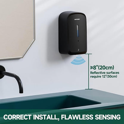 Commercial Automatic Soap Dispenser Large 34oz/1000ml Capacity Wall-Mounted Touchless Liquid Dispenser for High-Traffic Restrooms, Offices, Hospitals Model 1220S Black