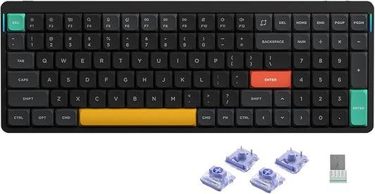 nuphy Air96 V2 Wireless Mechanical Keyboard,100 Keys RGB Backlit Keyboard,Supports Bluetooth 5.1,2.4G and Wired Connection,for PC/Laptop/Windows/Mac -Black Gateron Wisteria Switch