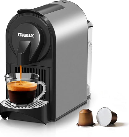 CHULUX Compact Espresso Machine, 20 Bar Single Serve Coffee Maker, Dual Brew Sizes for Espresso and Lungo, 1400W Rapid Brewing, Mystic Gray (Upgrade Model)