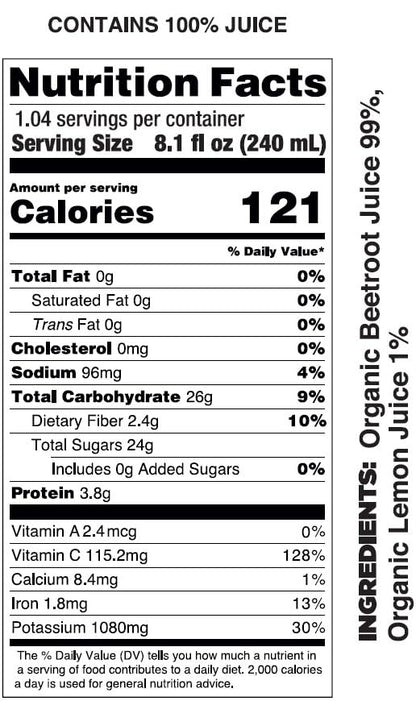 Pomona Organic Cold Pressed Beet Juice, Non-GMO, No Sugar, Gluten Free, Kosher, Preservative Free - Pack of 12, 8.4 oz