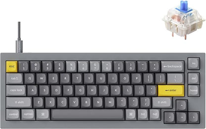 Keychron Q2 Wired Custom Mechanical Keyboard, QMK/VIA Programmable Macro, Full Aluminum, Hot-Swappable Gateron G Pro Blue Switch, 65% Layout Double Gasket Compatible with Mac and Windows - Grey