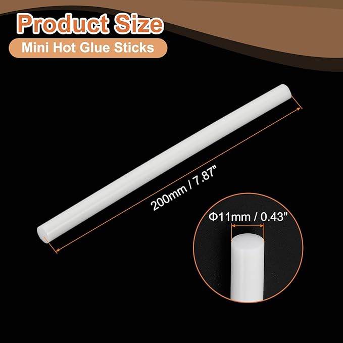 uxcell 8 Pcs Mini Hot Glue Sticks, 0.43" Dia x 7.87" Long EVA Glue Gun Sticks, White Mini Hot Melt Glue Sticks for DIY Craft Sticky Projects