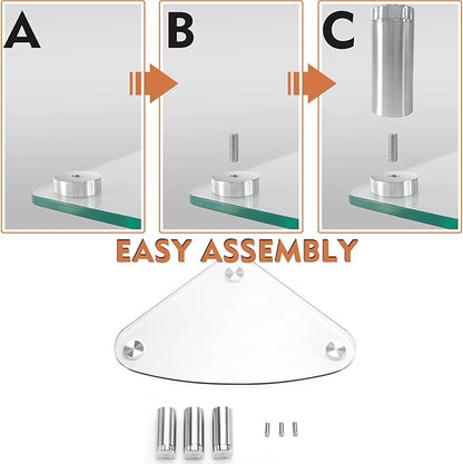 Hemudu Clear Glass Computer Monitor Riser/Triangle Desktop Universal Corner Stand for Computer Monitor & Laptop HD01T-003