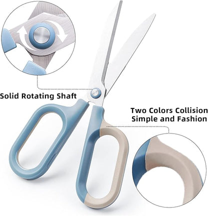 Multipurpose Scissors, Comfort-Grip Handles Sharp Scissors for Office Home School Craft Sewing Fabric Supplies (7", Blue-1)