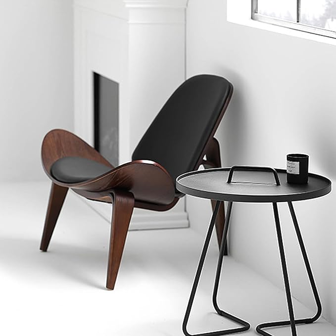 OAKHAM Comfy Shell Chair, Mid Century Modern Accent Chair for Living Room and Bedroom with Protective Foot Pads, Ergonomic (Oak Black)