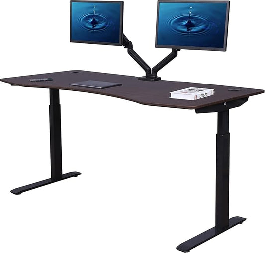 ApexDesk Elite Pro Series 60" x 27" Electric Height Adjustable Stand up Desk, Sit Stand Home Office Desk, Computer Desk - Curved Walnut