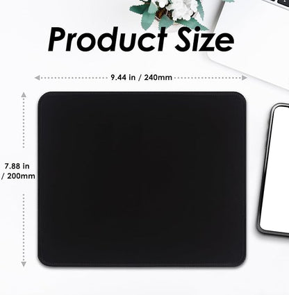 Square Mouse Pad with Stitched Edge, Premium Mousepad Washable Cloth. Computer Mouse Pad with Non-Slip Rubber Base, Mouse Pads for Computers Laptop Mouse 9.25x7.75x0.12 inch-Pure Black