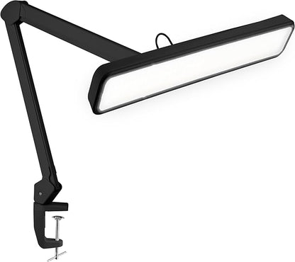 Neatfi Task Lamp – 2,500 Lumens, 30W, 22-Inch Wide Shade, 4 Brightness Levels, Eye-Caring Light, Clamp Mount, LED Task Light for Manicure Table, Crafts, Workbench, Office (Non-CCT, Black)