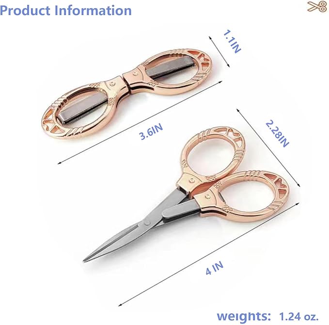 2 Pieces Small Scissors, Foldable Travel Mini Folding Scissor for Home, Office, Outdoor, Nurse, Portable Pocket Scissors Nurse Accessories (rose gold)