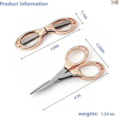2 Pieces Small Scissors, Foldable Travel Mini Folding Scissor for Home, Office, Outdoor, Nurse, Portable Pocket Scissors Nurse Accessories (rose gold)