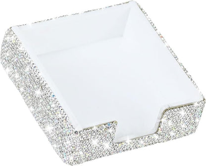 MultiBey Bling Crystal Sticky Notes Holder 4x4 inches Memo Pad Holder Post it Note Dispenser Desk Supplies Organizer Accessories for Office Home Schools Supplies (Sliver ﻿