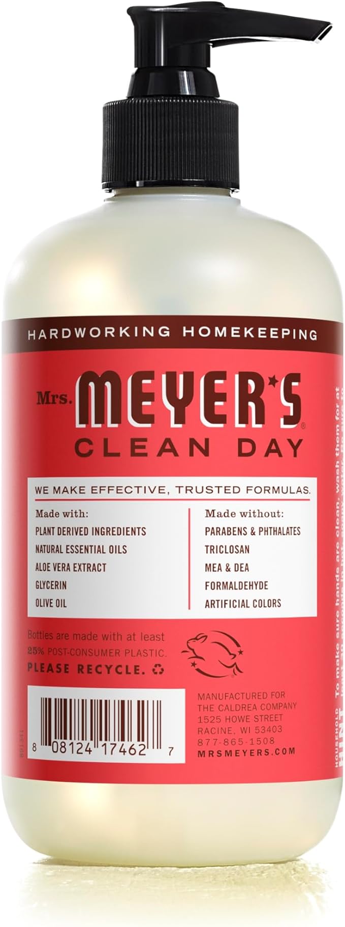 Mrs. MEYER'S CLEAN DAY Hand Soap, Made with Essential Oils, Rhubarb 12.5 Fl Oz (Pack of 6)
