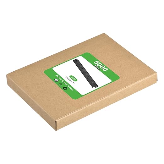 uxcell 20 Gauge Narrow Crown Staples 7/16" x1/3", 5000Pcs Galvanized Steel for Pneumatic, Electric Stapler, Black