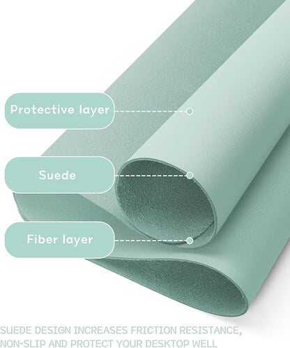 YSAGi Non-Slip Leather Desk Pad, Waterproof Laptop Computer Desk Keyboard Mat, Table Protector Blotter Mat, Large Mouse Pad for Office/Work/Home/Decor(Mint Green, 23.6" x 13.7")