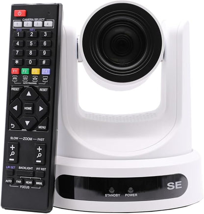 PTZOptics Move SE 30x 1080p Full HD Advanced PTZ Auto-Tracking Pan Tilt Zoom Camera for Live Streaming and Video Production (White)
