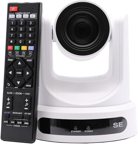PTZOptics Move SE 30x 1080p Full HD Advanced PTZ Auto-Tracking Pan Tilt Zoom Camera for Live Streaming and Video Production (White)