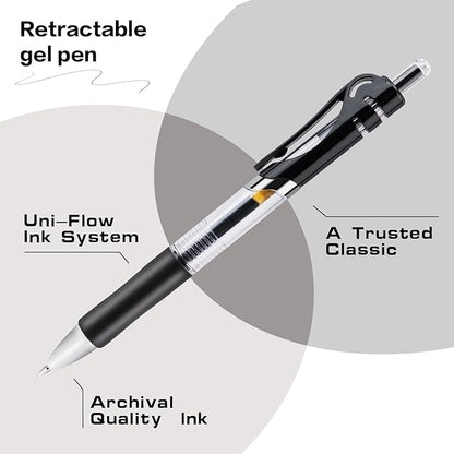 30pcs Black Retractable Gel Ink Pens for Journaling, 0.5mm pens fine point smooth writing pens for Office school