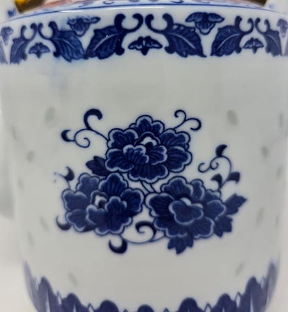 Large Teapot Blue and White Porcelain Tea Pot 6 Cup Store 64 Ounce China, Coffee Pot (64)