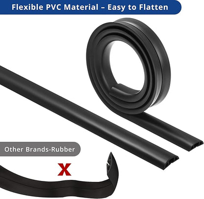 Floor Cord Cover 10ft, Cord Hider Floor Black, Floor Cable Management Prevent Cable Trips, Floor Cable Cover Wire Covers for Electric Power Cords, Cord Protector Cord Cavity W0.47in x H0.28in