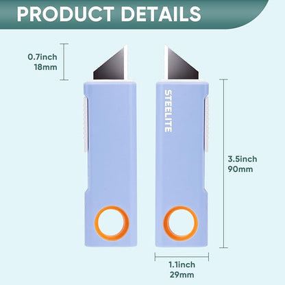STEELITE 5pcs Mini Box Cutter, Retractable Letter Opener, Easy Cut for Package, Envelope, Box, Paper, Rope, Perfect for Daily, Office, Christmas Gift