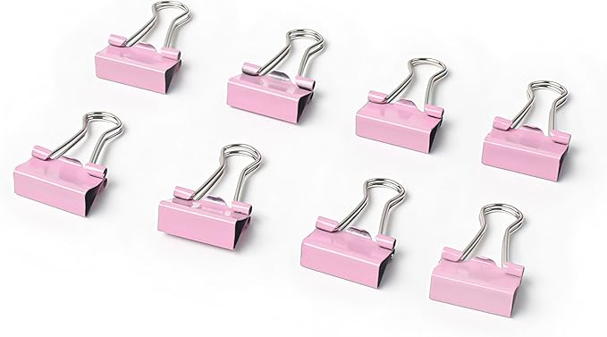 50 Pack Small Pink Binder Clips 3/4 Inch (19 mm), Colored Little Paper Clamps, Tiny Mini Paper Clips for Office Home School Business 0.75"