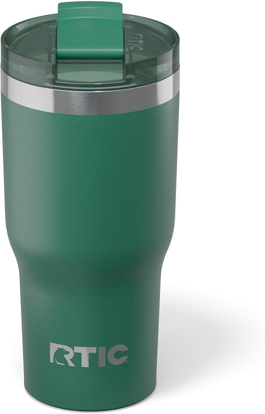 RTIC 20oz Essential Tumbler with Lid, Ceramic Lined, Insulated, Stainless Steel, Metal, Double Wall Vacuum-Insulation, Travel Cup for Iced Coffee, Tea, Hot and Cold Drink, Pine Tree