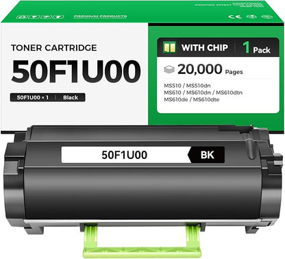 50F1U00 Ultra High Yield Toner Cartridge with Chip Black 1-Pack Replacement for Lexmark 50F1U00 Toner Compatible with Lexmark MS510 MS510dn MS610 MS610dn MS610dtn MS610de MS610dte Laser Printer Ink