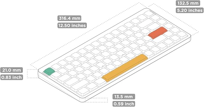 nuphy Air75 V2 Portable 75% Mechanical Keyboard,Wireless Keyboard,Supports Bluetooth/2.4G/USB-C RGB Gaming Keyboard,Compatible with Windows/Mac OS/Linux Systems White-Gateron Brown Switch