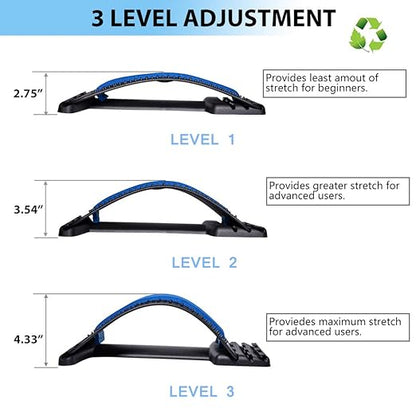 JUMPOW Back Stretcher for Lower Back Pain Relief, 3 Level Adjustable Lumbar Cracker Board, Spine Board, Relief for Herniated Disc, Sciatica, Scoliosis, Spine Decompression