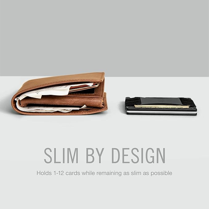 The Ridge Wallet for Men - Slim Minimalist Compact Wallet and Card Holder, RFID Protected Front Pocket Wallets with Integrated Money Clip (Forged Ember)