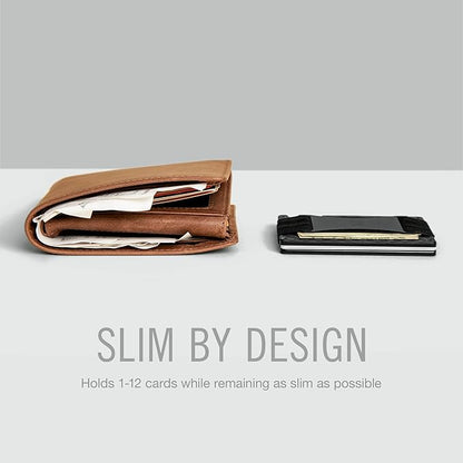 The Ridge Wallet for Men - Slim Minimalist Compact Wallet and Card Holder, RFID Protected Front Pocket Wallets with Integrated Money Clip (Forged Ember)